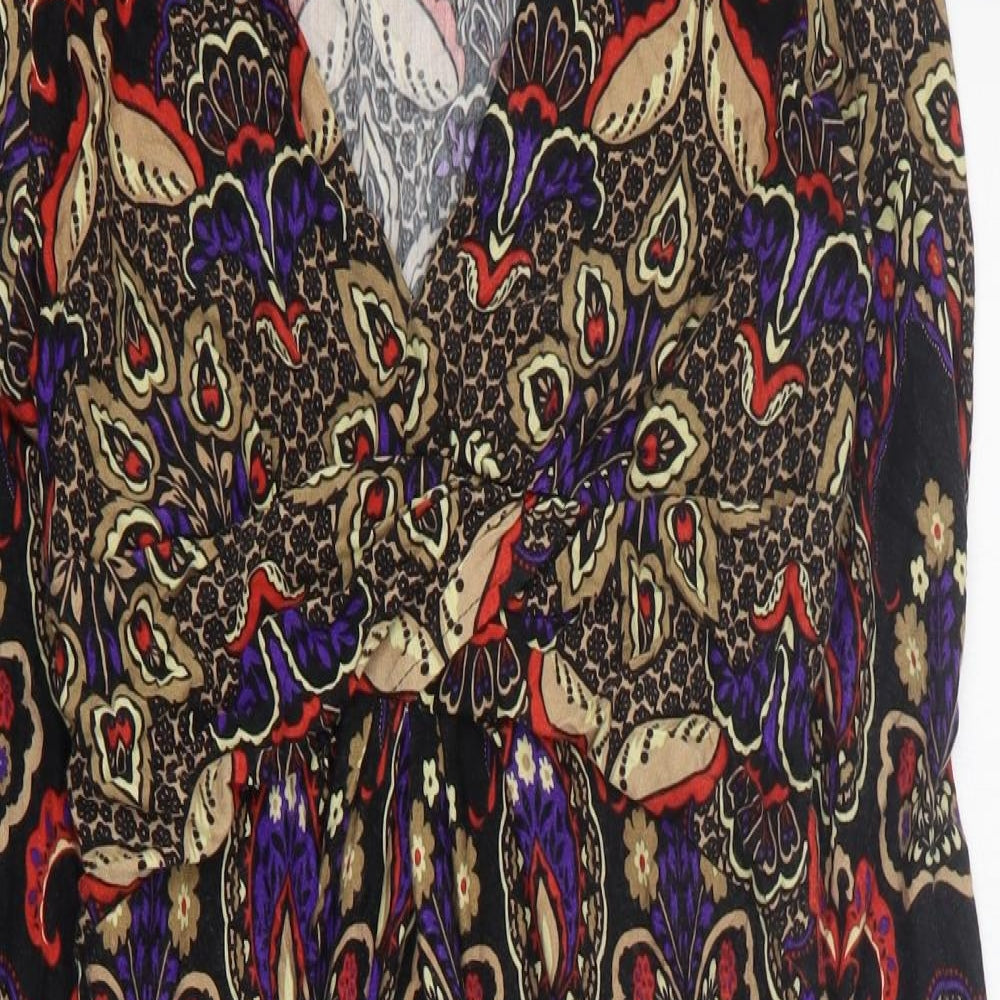 New Look Womens Multicoloured Floral Viscose Mini  Size 12  V-Neck Tie