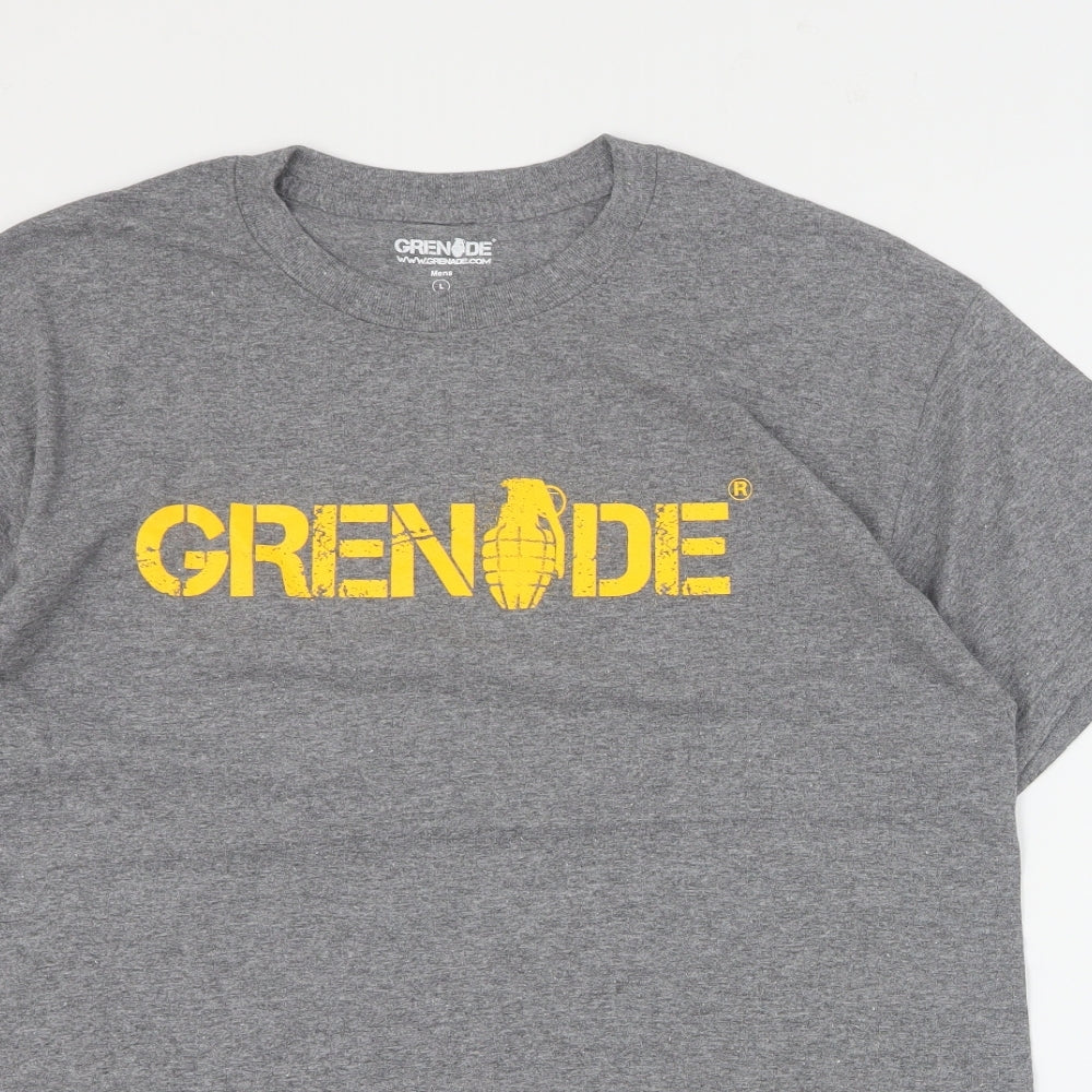 Grenade Mens Grey  Cotton  T-Shirt Size L Crew Neck