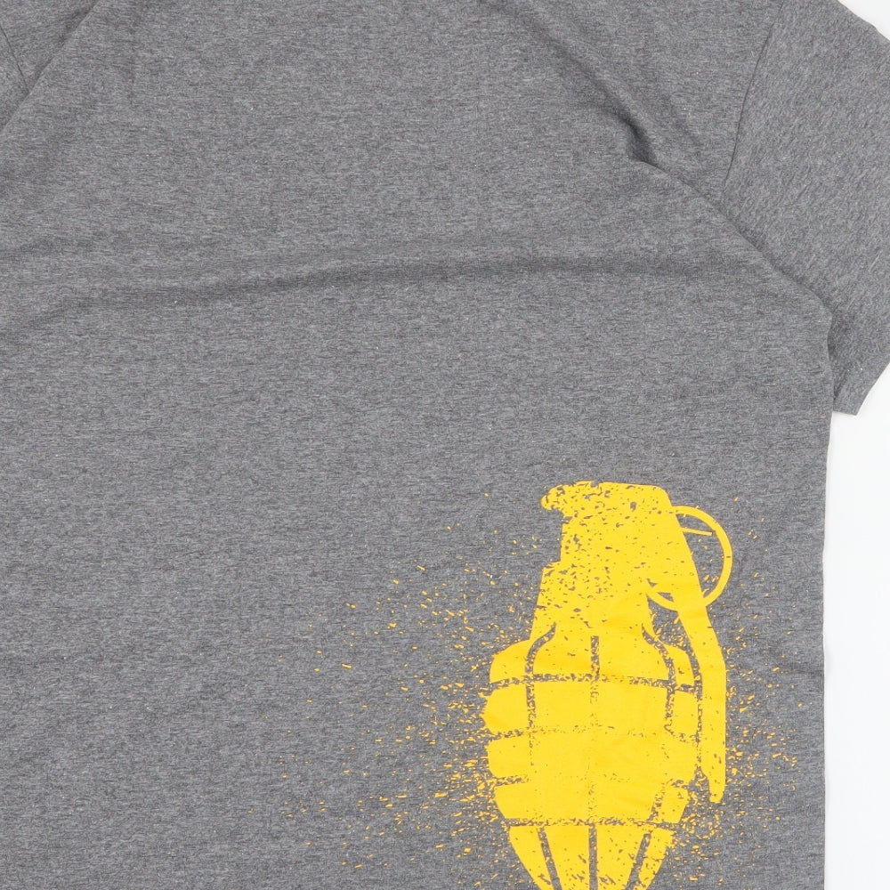 Grenade Mens Grey  Cotton  T-Shirt Size L Crew Neck