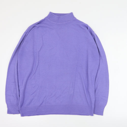 St Bernard Womens Purple High Neck  Acrylic Pullover Jumper Size 14