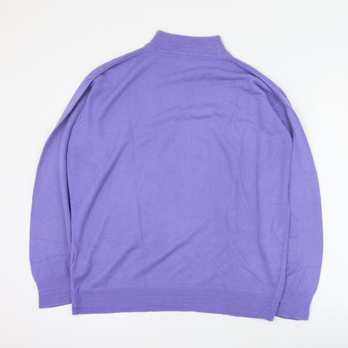 St Bernard Womens Purple High Neck  Acrylic Pullover Jumper Size 14