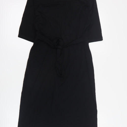 Dorothy Perkins Womens Black  Viscose Mini  Size 10  V-Neck Tie