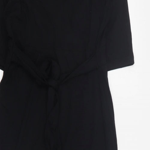 Dorothy Perkins Womens Black  Viscose Mini  Size 10  V-Neck Tie