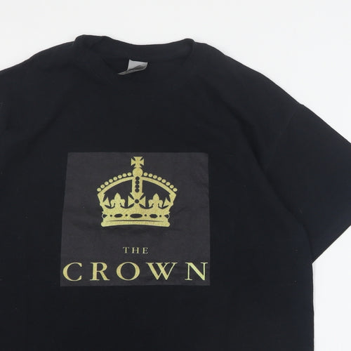 Gildan Mens Black  Cotton  T-Shirt Size M Crew Neck  - The Crown