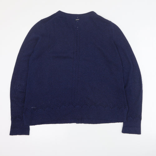 White Stuff Womens Blue Round Neck  Viscose Cardigan Jumper Size 12