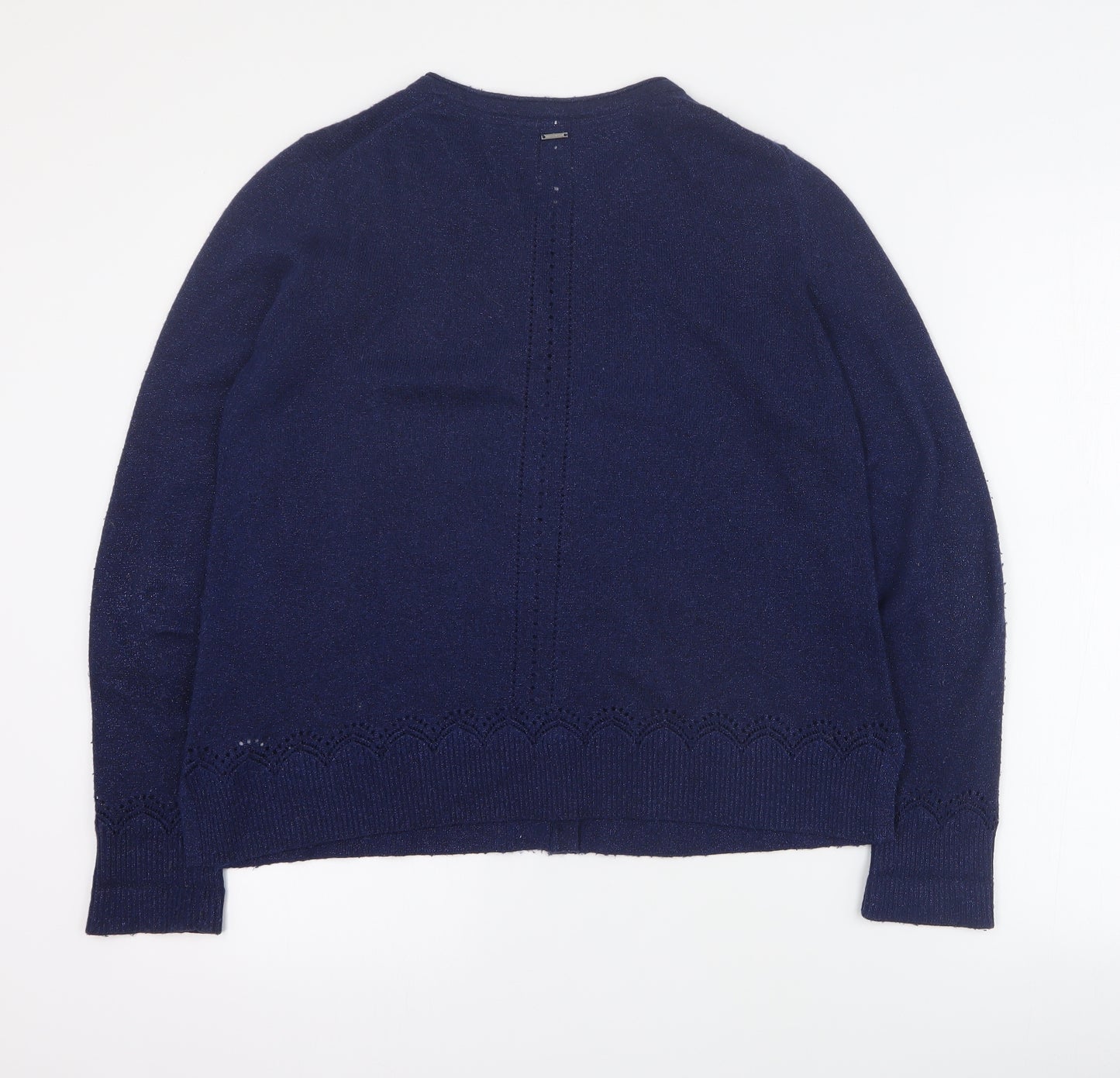 White Stuff Womens Blue Round Neck  Viscose Cardigan Jumper Size 12