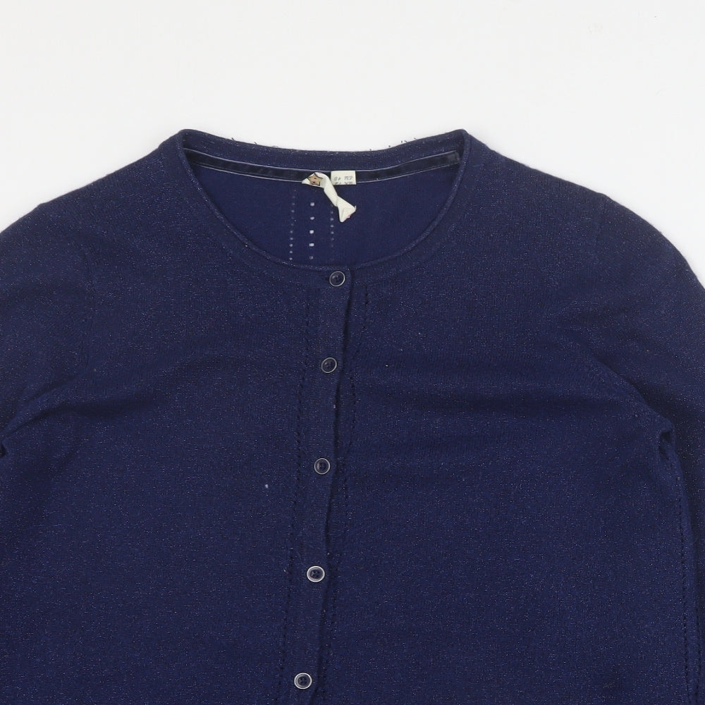 White Stuff Womens Blue Round Neck  Viscose Cardigan Jumper Size 12