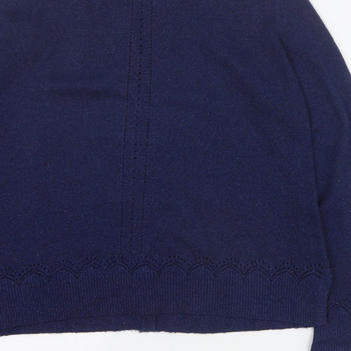 White Stuff Womens Blue Round Neck  Viscose Cardigan Jumper Size 12