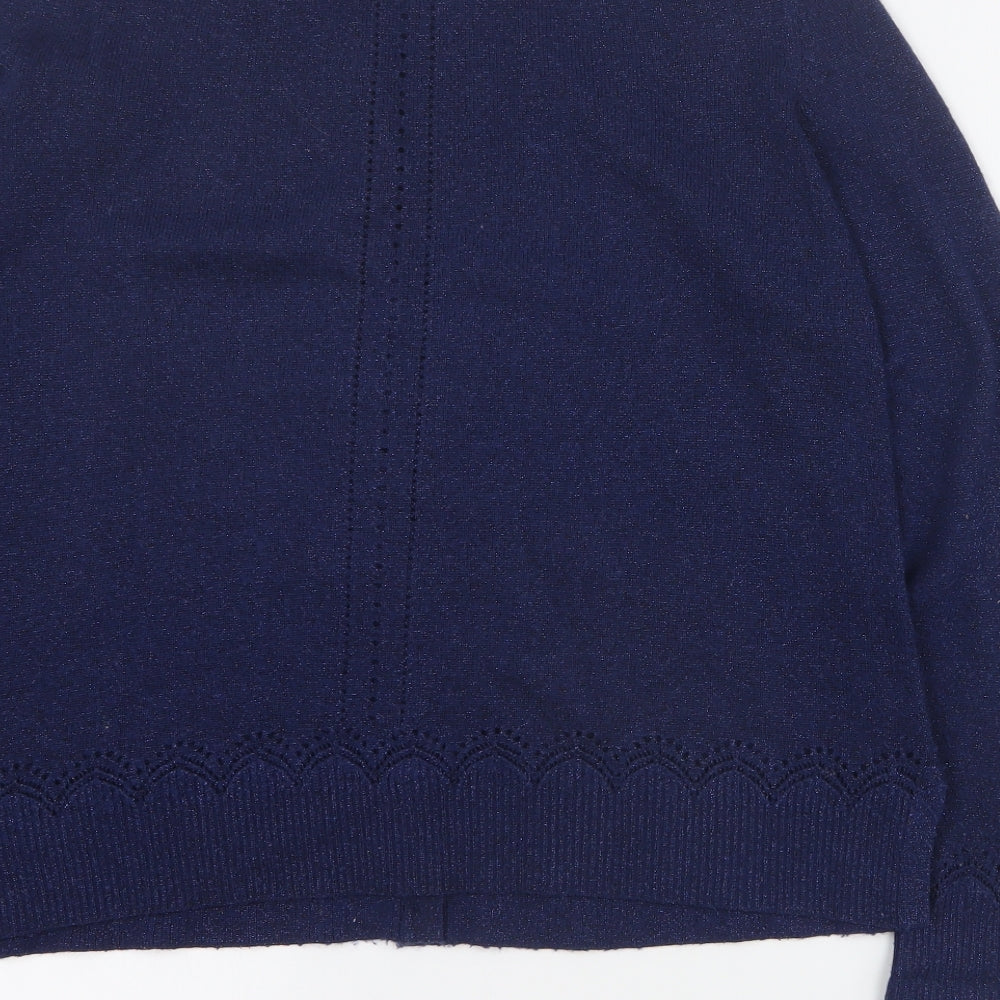 White Stuff Womens Blue Round Neck  Viscose Cardigan Jumper Size 12