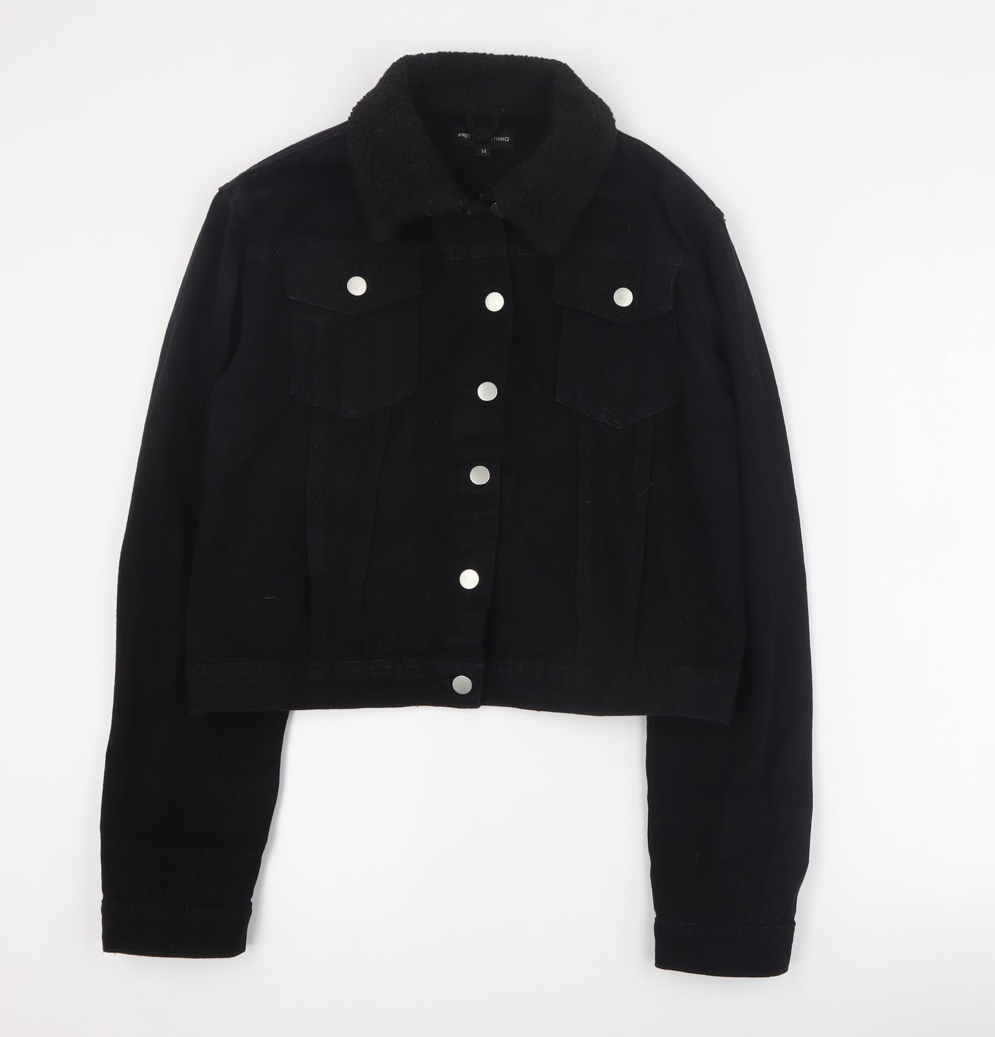 PRETTYLITTLETHING Womens Black   Jacket  Size 14  Button