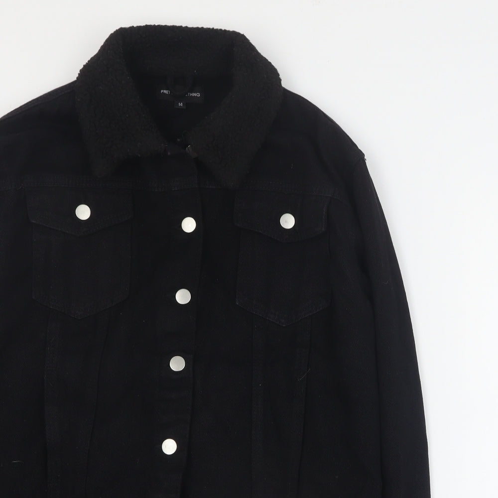 PRETTYLITTLETHING Womens Black   Jacket  Size 14  Button