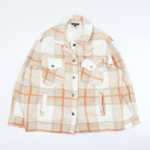Rising Womens Orange Plaid  Jacket  Size S  Button