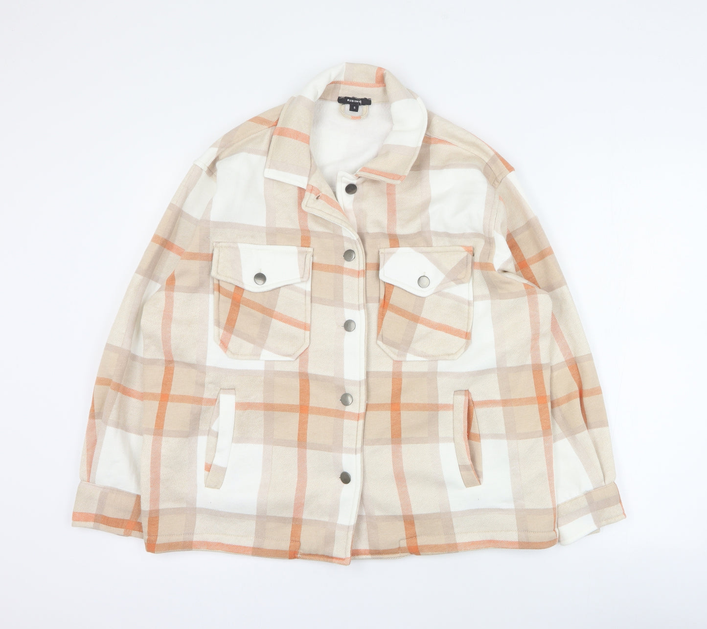 Rising Womens Orange Plaid  Jacket  Size S  Button