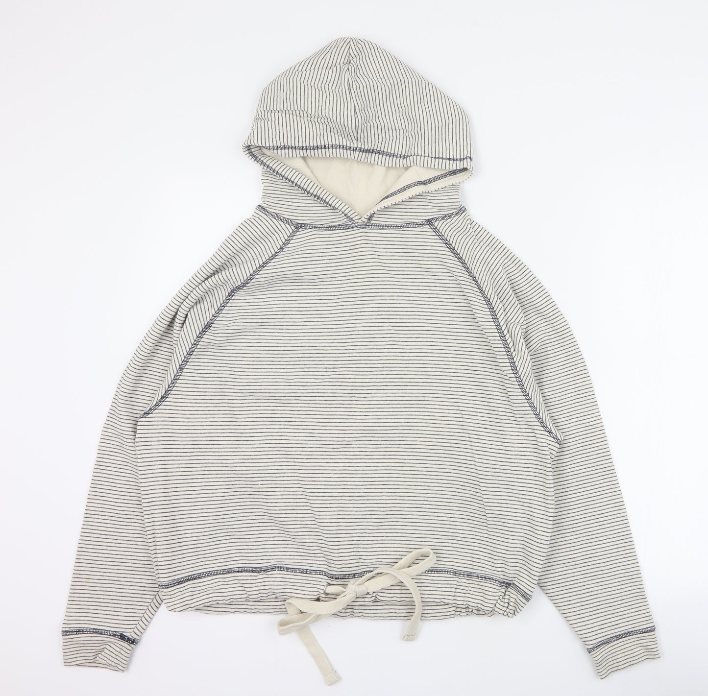 F&F Womens Blue Striped 100% Cotton Pullover Hoodie Size 12  Pullover