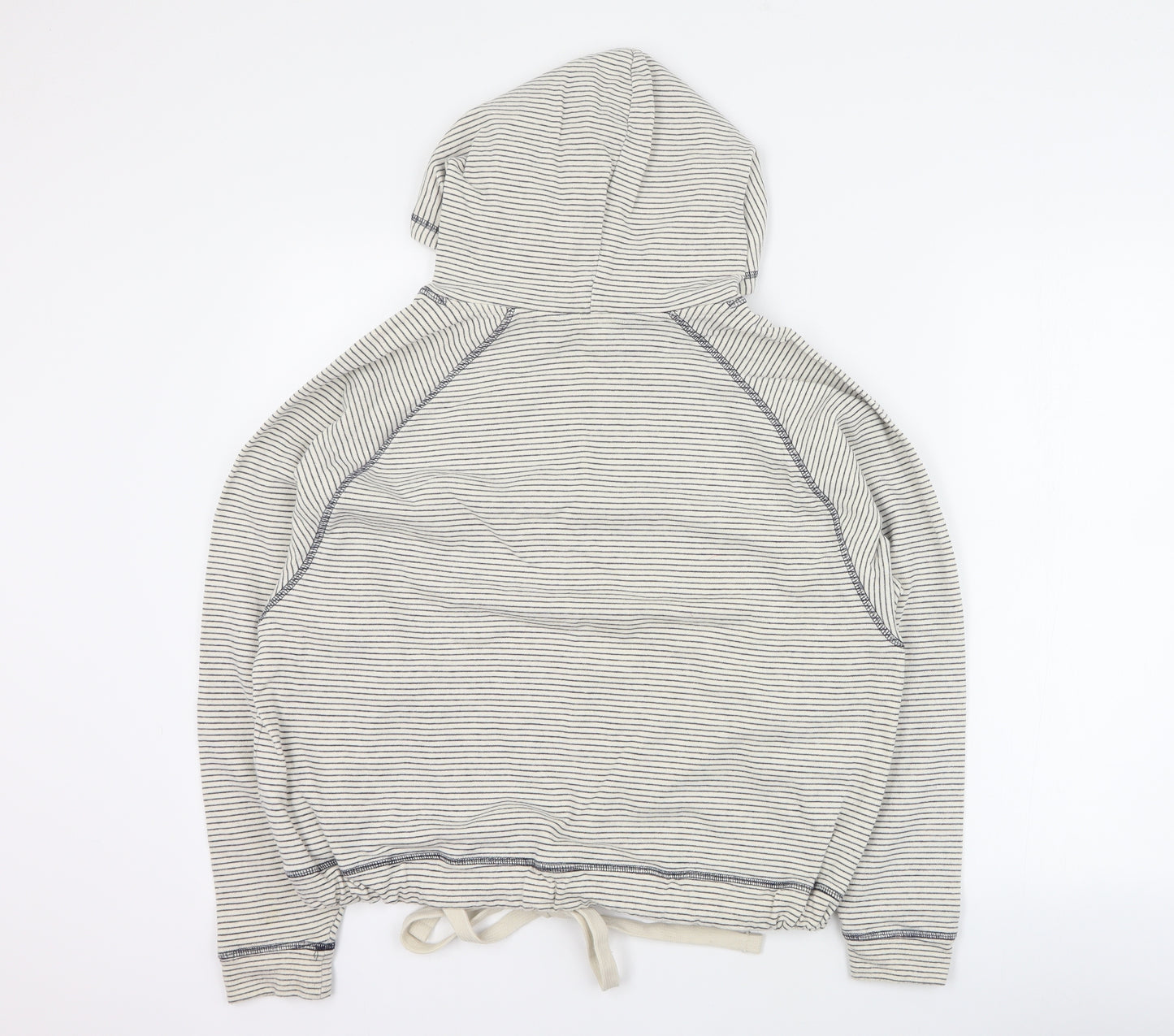 F&F Womens Blue Striped 100% Cotton Pullover Hoodie Size 12  Pullover