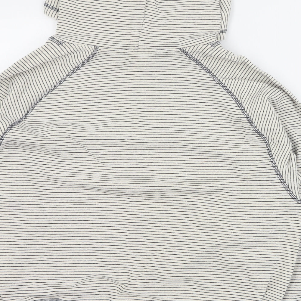 F&F Womens Blue Striped 100% Cotton Pullover Hoodie Size 12  Pullover