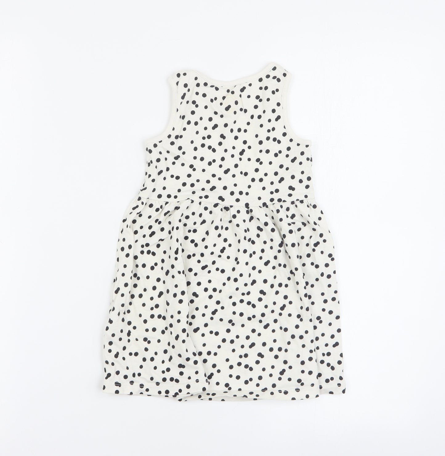 F&F Girls White Polka Dot Cotton A-Line  Size 3-4 Years  Round Neck Pullover