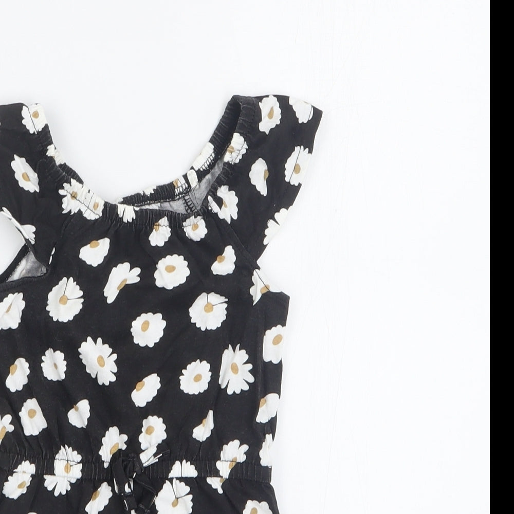 Primark Baby Black Floral 100% Cotton Romper One-Piece Size 18-24 Months  Pullover