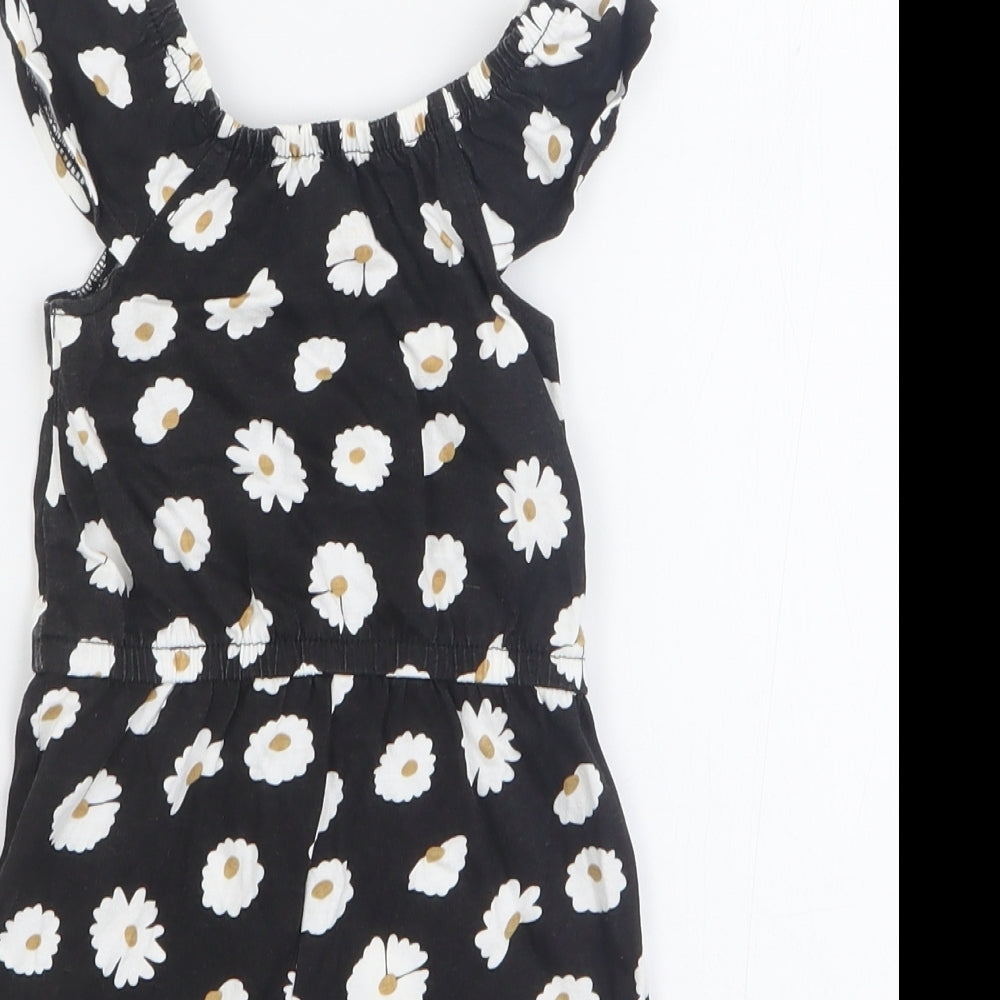 Primark Baby Black Floral 100% Cotton Romper One-Piece Size 18-24 Months  Pullover