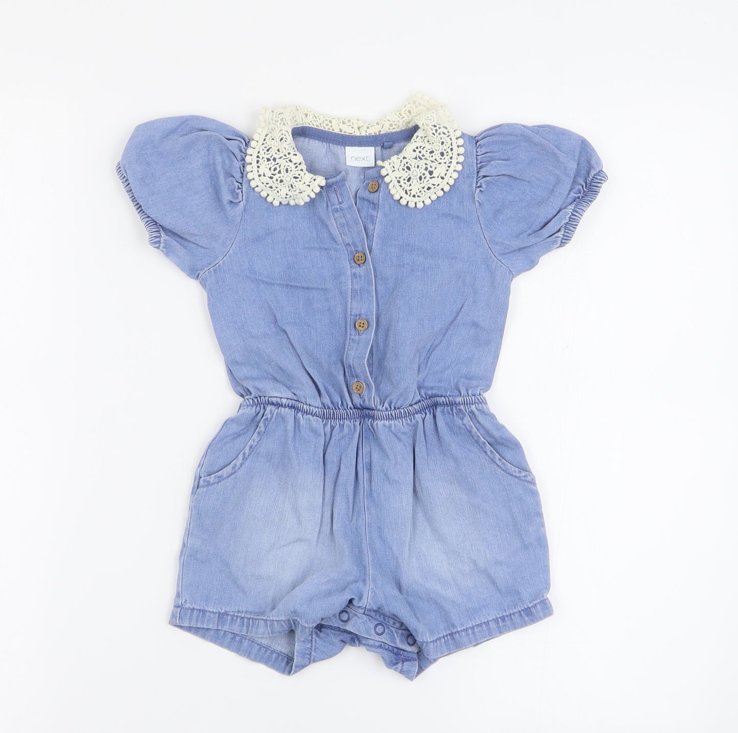 NEXT Baby Blue  100% Cotton Romper One-Piece Size 12-18 Months  Button