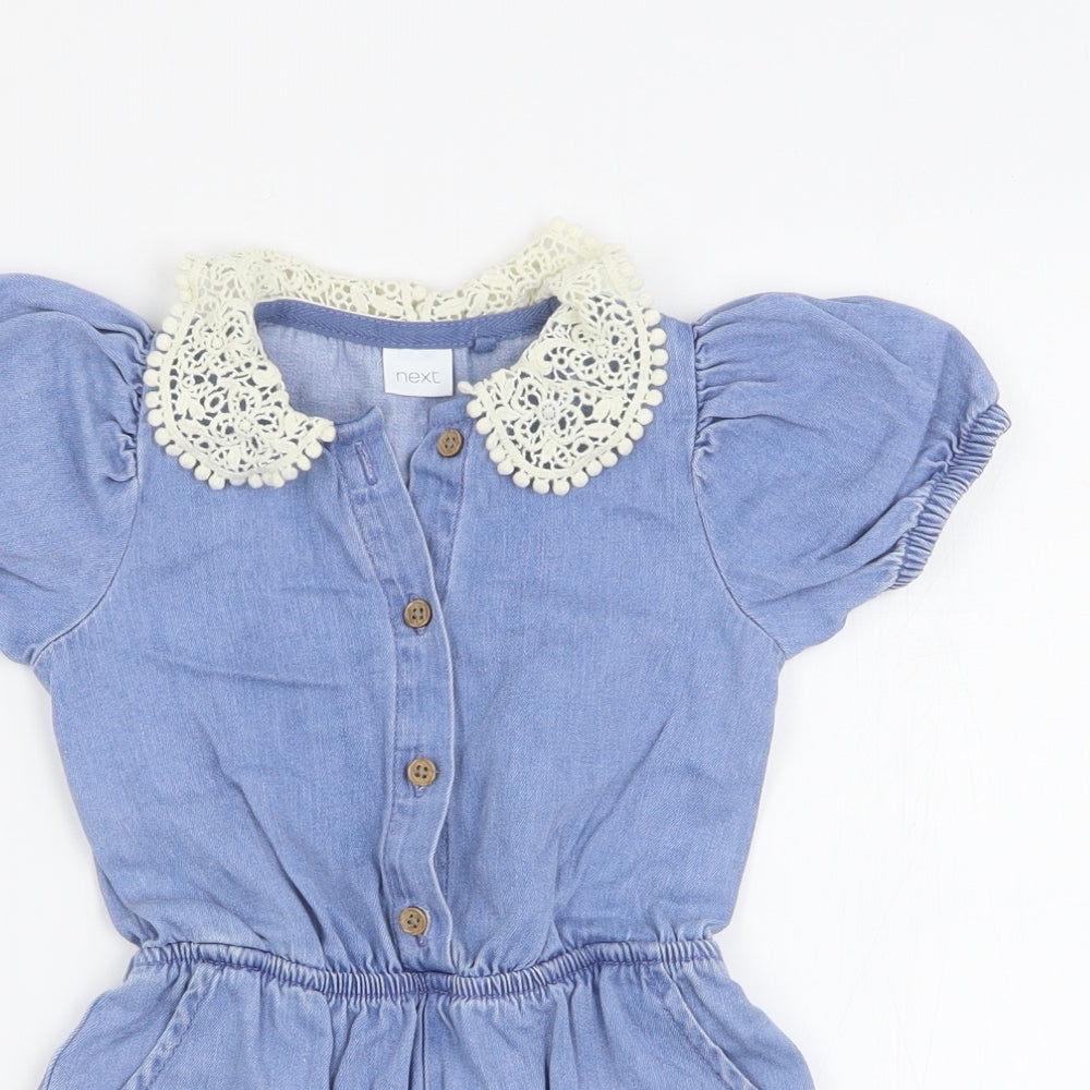 NEXT Baby Blue  100% Cotton Romper One-Piece Size 12-18 Months  Button