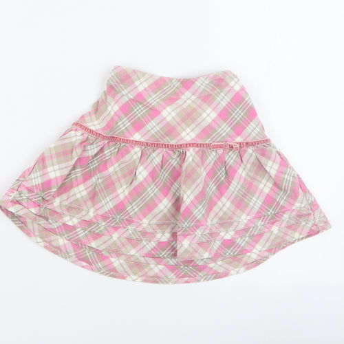 Cherokee Girls Pink Plaid 100% Cotton A-Line Skirt Size 3-4 Years  Regular Zip