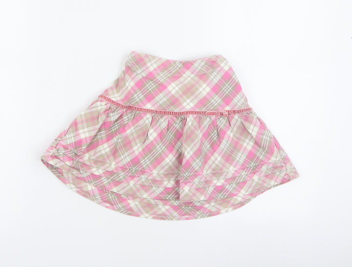 Cherokee Girls Pink Plaid 100% Cotton A-Line Skirt Size 3-4 Years Regular Zip