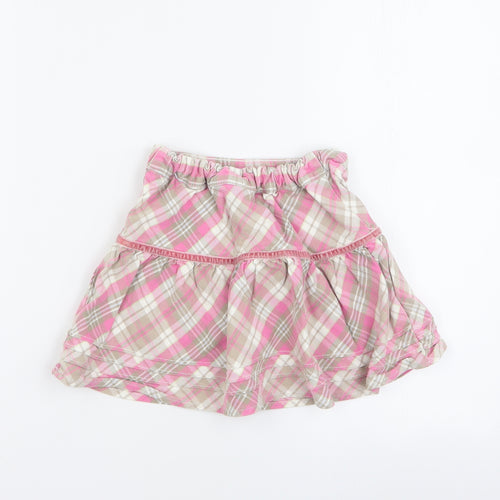 Cherokee Girls Pink Plaid 100% Cotton A-Line Skirt Size 3-4 Years  Regular Zip