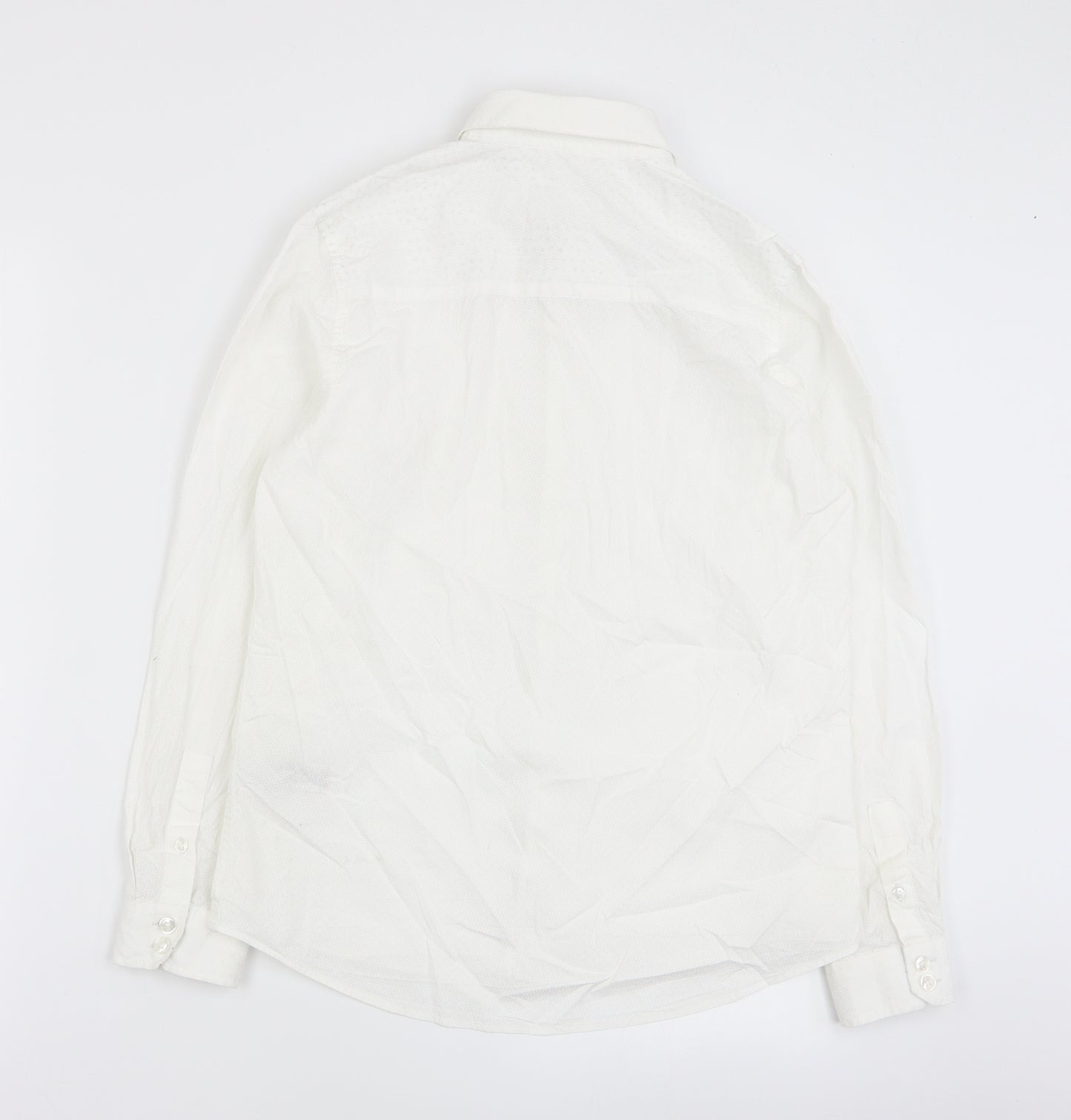 NEXT Boys White Geometric 100% Cotton Basic Button-Up Size 12 Years Collared Button