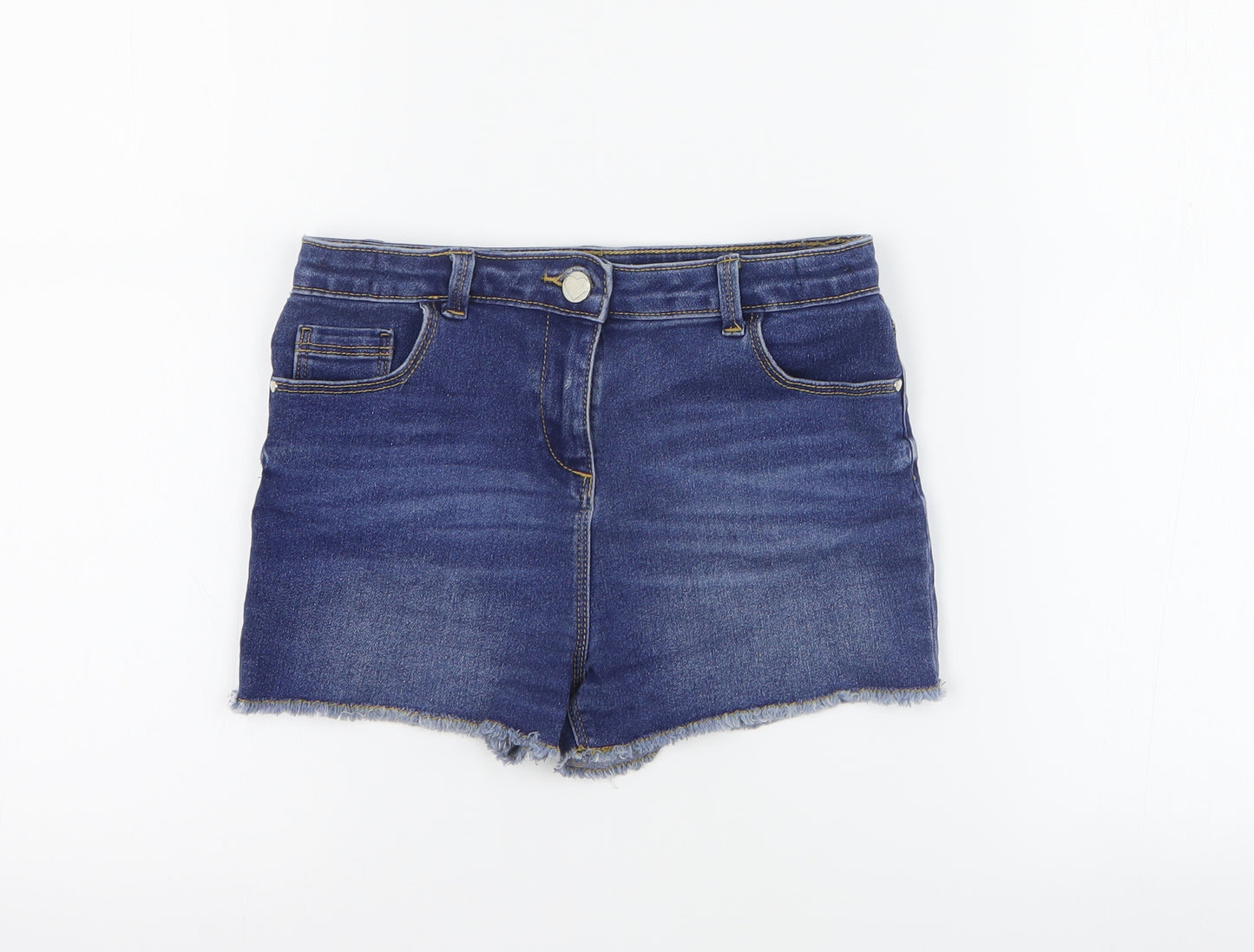 George Girls Blue  Cotton Cut-Off Shorts Size 9-10 Years  Regular Zip