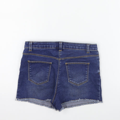 George Girls Blue  Cotton Cut-Off Shorts Size 9-10 Years  Regular Zip