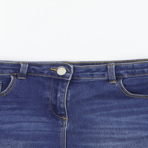 George Girls Blue  Cotton Cut-Off Shorts Size 9-10 Years  Regular Zip