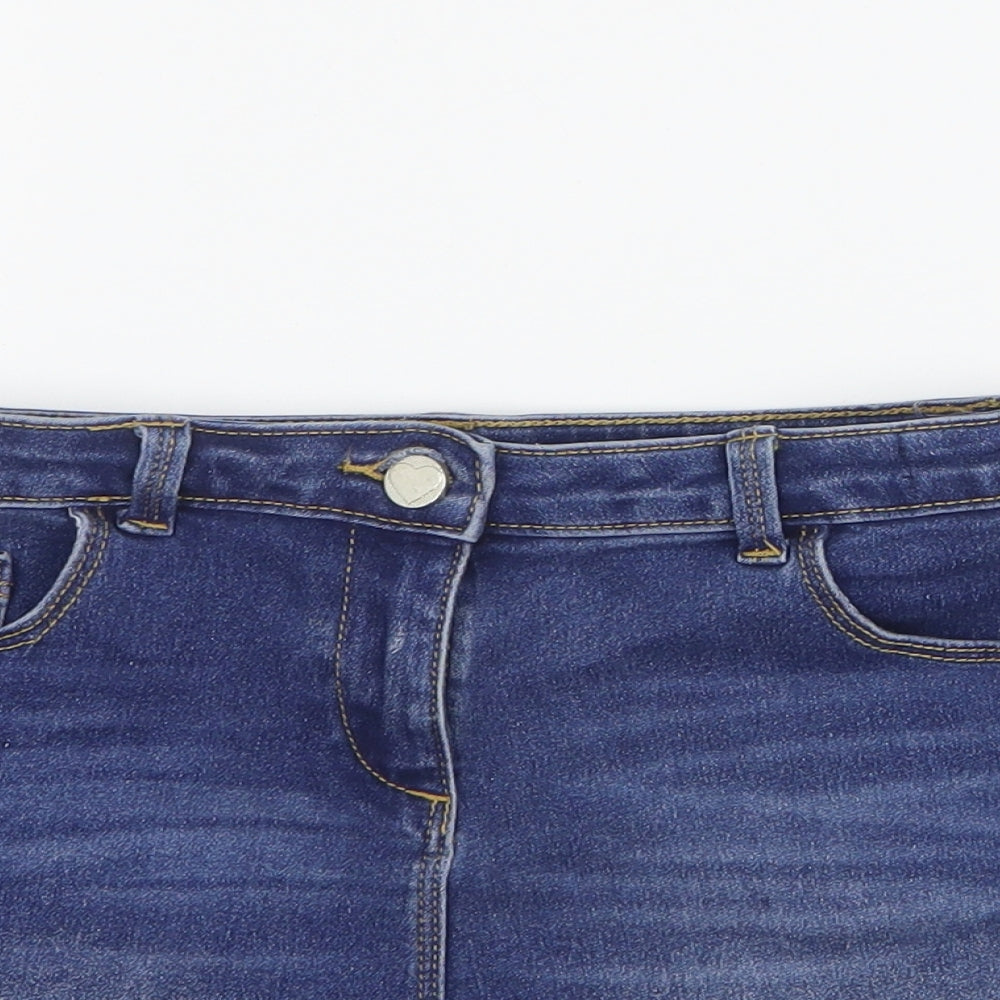 George Girls Blue  Cotton Cut-Off Shorts Size 9-10 Years  Regular Zip