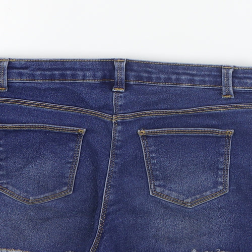 George Girls Blue  Cotton Cut-Off Shorts Size 9-10 Years  Regular Zip