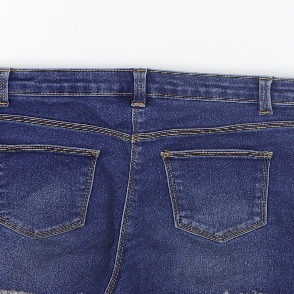 George Girls Blue  Cotton Cut-Off Shorts Size 9-10 Years  Regular Zip