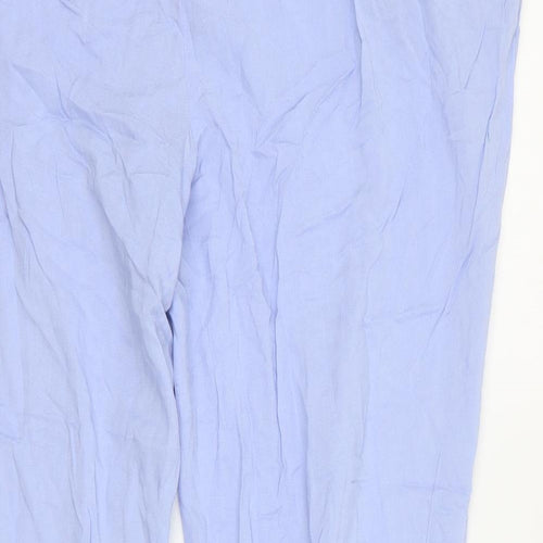 Primark Womens Blue  Viscose Capri Trousers Size 14 L28 in Regular Drawstring