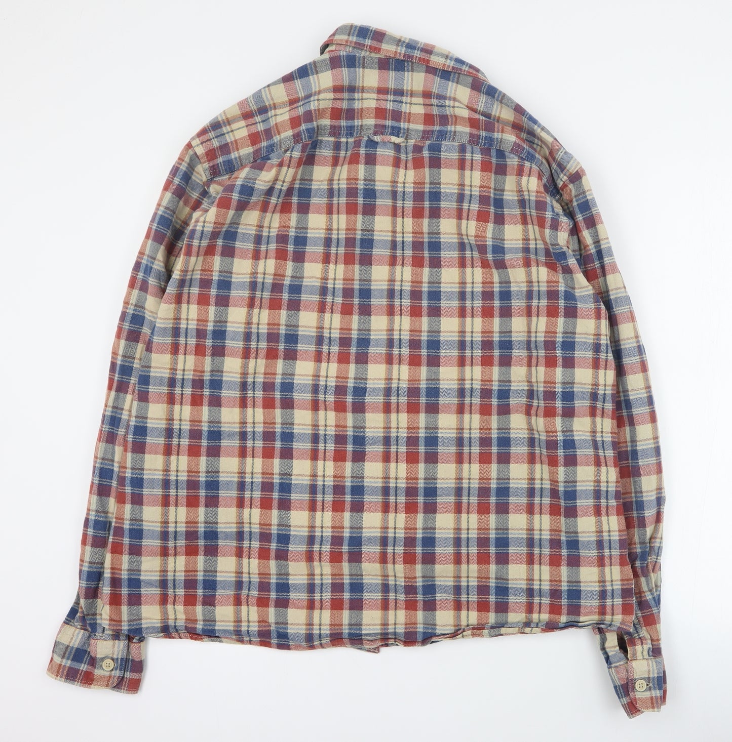 Marks and Spencer Mens Red Plaid Cotton  Button-Up Size 2XL Collared Button