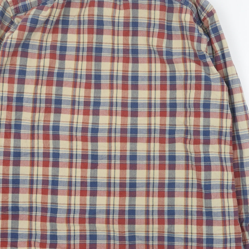Marks and Spencer Mens Red Plaid Cotton  Button-Up Size 2XL Collared Button