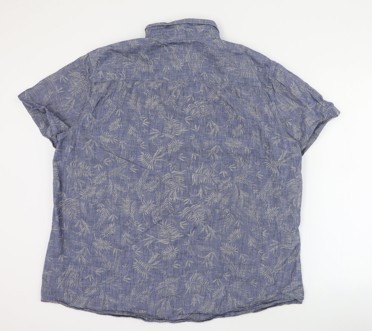 F&F Mens Blue  Cotton  Button-Up Size 2XL Collared Button - Leaf print
