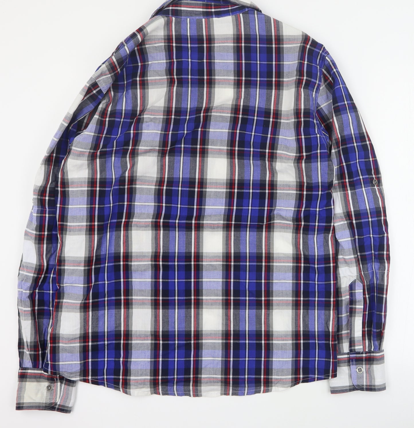 Lee Cooper Mens Blue Plaid Cotton  Button-Up Size M Collared Button