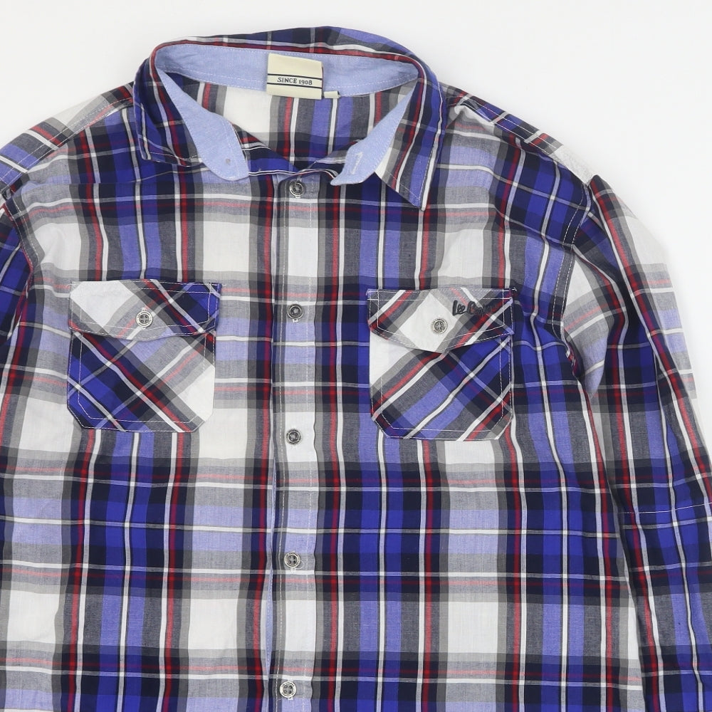 Lee Cooper Mens Blue Plaid Cotton  Button-Up Size M Collared Button