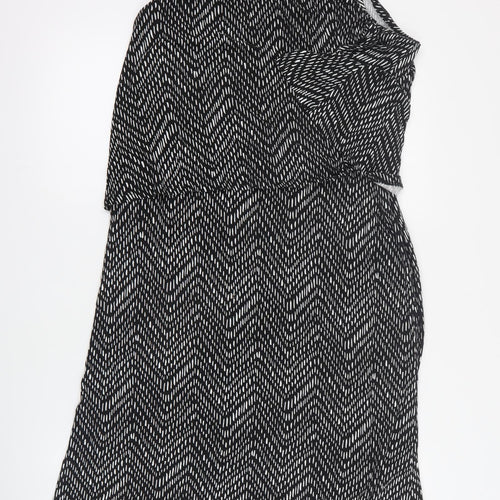 Target Womens Black Geometric Viscose A-Line  Size XL  V-Neck Pullover