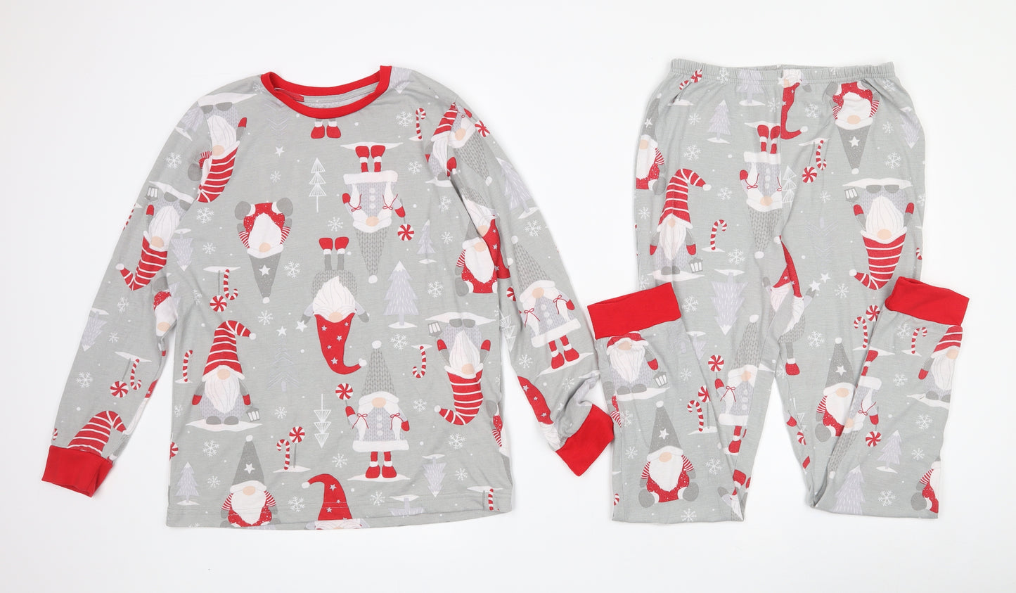 Matalan Boys Grey Solid Polyester  Pyjama Set Size 12 Years   - Christmas
