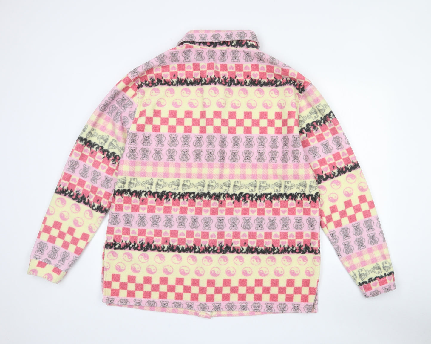 New Girl Order Womens Pink Plaid Polyester Jersey Button-Up Size 10 Collared