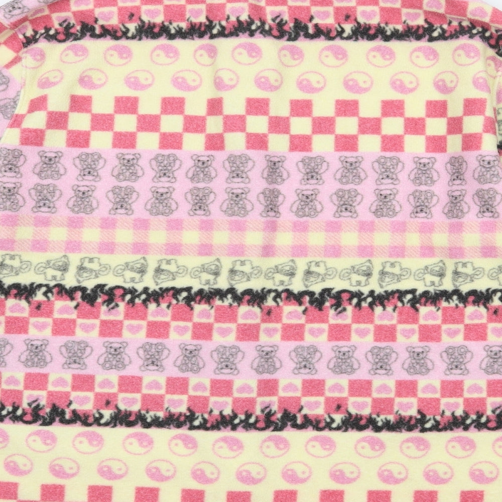 New Girl Order Womens Pink Plaid Polyester Jersey Button-Up Size 10 Collared