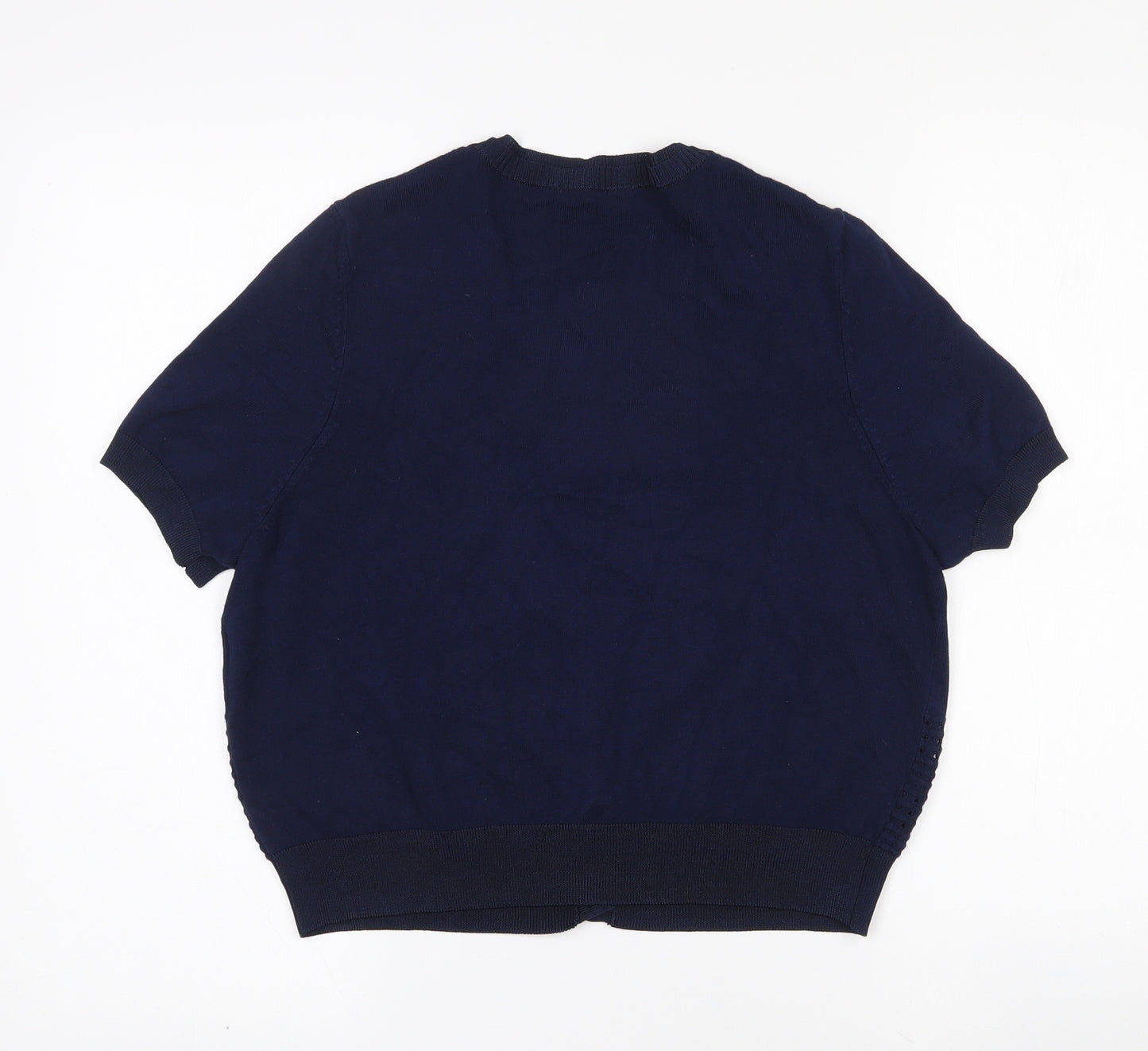 TU Womens Blue Round Neck  Viscose Cardigan Jumper Size 12   - Navy