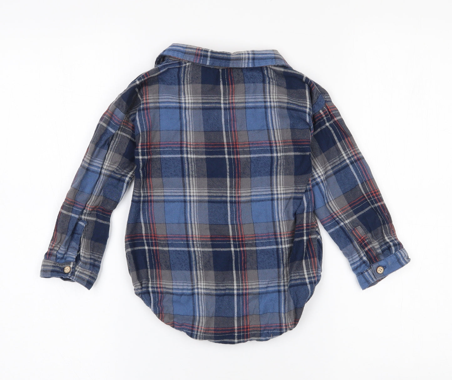 George Baby Blue Plaid Cotton Basic Button-Up Size 18-24 Months Collared