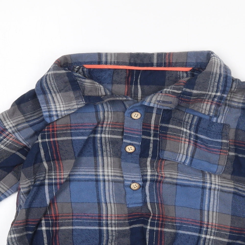 George Baby Blue Plaid Cotton Basic Button-Up Size 18-24 Months Collared