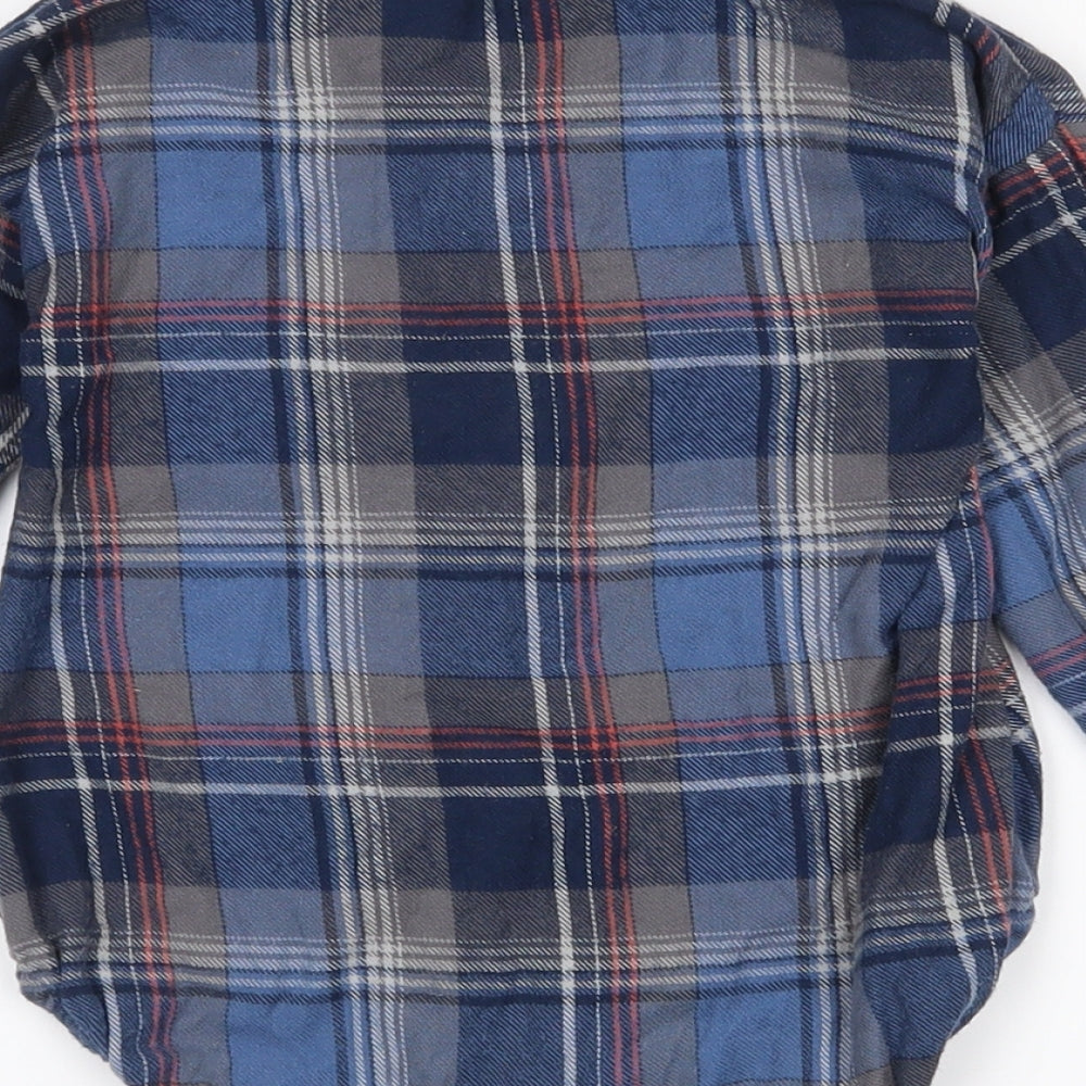 George Baby Blue Plaid Cotton Basic Button-Up Size 18-24 Months Collared