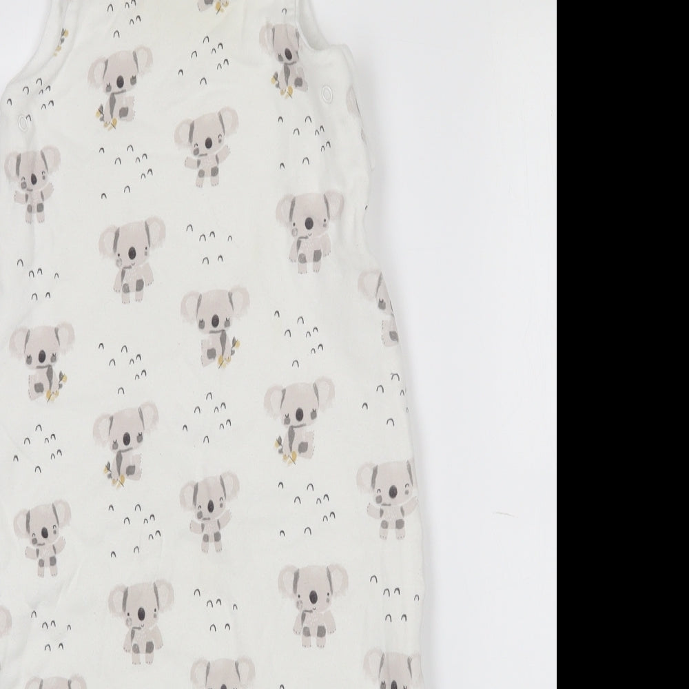 Fred & Flo Baby White Animal Print Cotton Babydoll One Piece Size 6-9 Months   - 6-12 months